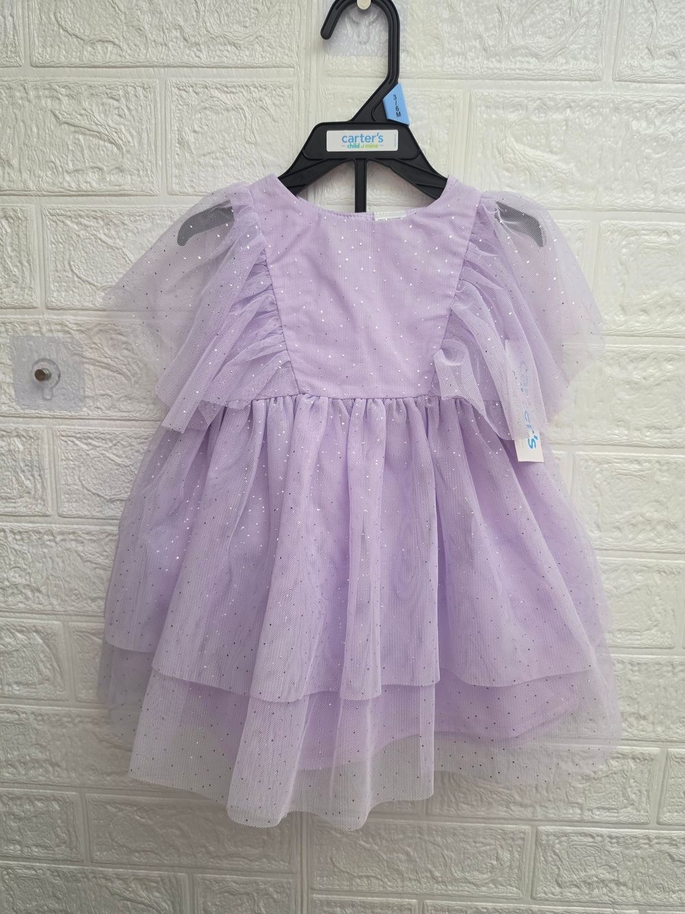 Nwt Carter's Child of Mine Baby Girl's Lilac Ruffle Sleeve Dress Set